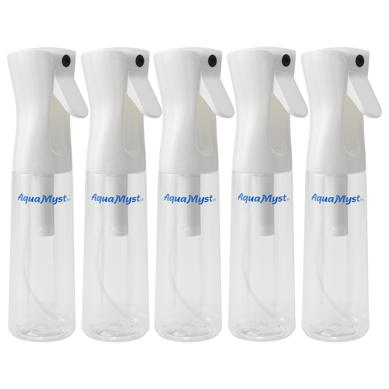 AquaMyst Fine Mist Continuous Spray Bottle 300ml (10.14 oz) - Ergonomic, Durable, Clear Plastic Plant Mister, Misting Water Bottle for Hair Stylists, Plant Enthusiasts, Artists & Curly Hair